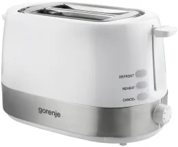 Тостер Gorenje, 850Вт, функц. размораживание, автоотключение, пластик/металл, белый