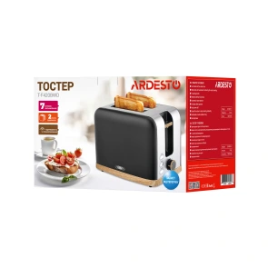 Тостер Ardesto T-F420BWD, 800Вт, металл, 2 слота, черный №7