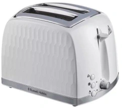 Тостер Russell Hobbs Honeycomb 850Вт, широкие слоты, пластик, белый