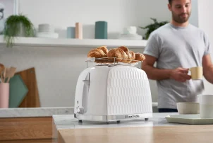 Тостер Russell Hobbs Honeycomb 850Вт, широкие слоты, пластик, белый №6