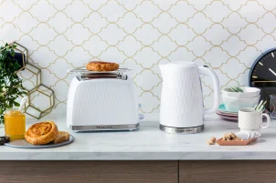 Тостер Russell Hobbs Honeycomb 850Вт, широкие слоты, пластик, белый №7