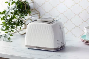 Тостер Russell Hobbs Honeycomb 850Вт, широкие слоты, пластик, белый №11