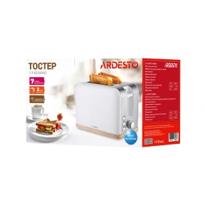 Тостер Ardesto T-F420WWD, 800Вт, металл, 2 слота, белый №7