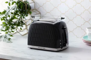 Тостер Russell Hobbs Honeycomb 850Вт, широкі слоти, пластик, чорний №2