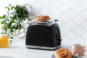 Тостер Russell Hobbs Honeycomb 850Вт, широкі слоти, пластик, чорний №5