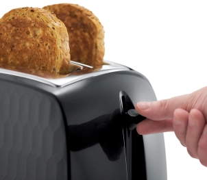 Тостер Russell Hobbs Honeycomb 850Вт, широкі слоти, пластик, чорний №9