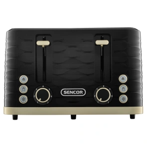 Тостер Sencor 1600Вт, подогрев, размораживание, 4 слота, пластик, черно-золотой №2