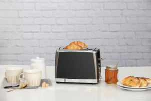 Тостер Russell Hobbs Matte Black 2 Slice, 1550Вт, нержавіюча сталь, підігрів, розморожування, чорний №4
