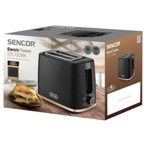 Тостер Sencor 930Вт, подогрев, размораживание, пластик, черно-золотой. №10