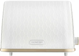 Тостер Sencor 930Вт, подогрев, размораживание, пластик, бело-золотой.