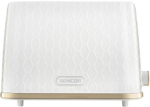 Тостер Sencor 930Вт, подогрев, размораживание, пластик, бело-золотой. №1