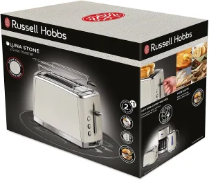 Тостер Russell Hobbs Luna Stone 2 Slice, 1550Вт, нержавіюча сталь+ пластик, підігрів, розморожування, бежевий №8