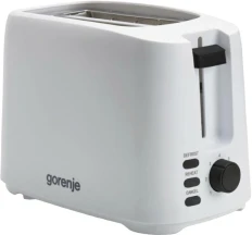 Тостер Gorenje, 850Вт, функц. размораживание, автоотключение, пластик, белый