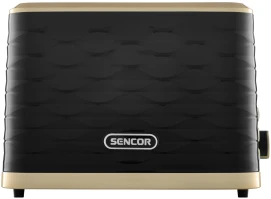 Тостер Sencor 930Вт, подогрев, размораживание, подсветка, пластик, черно-золотой.