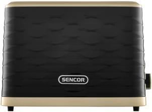 Тостер Sencor 930Вт, подогрев, размораживание, подсветка, пластик, черно-золотой. №1