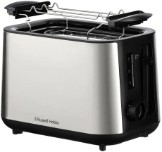 Тостер Russell Hobbs Heaton, нержав., підігрів,разморозка, чорний+нерж