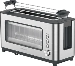 Тостер Sencor 1200Вт, підігрів, розморожування, з віконцем, нерж. сталь, сіро-чорний
