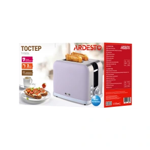 Тостер Ardesto T-F500L, 800Вт, металл, 2 слота, лиловый+серебристый №7