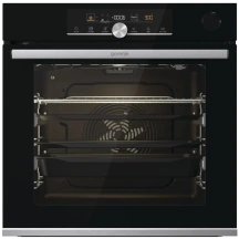 Духовой шкаф Gorenje электрический, 77л, A+, пар, дисплей, пиролиз, готовка на разных уровнях, черный