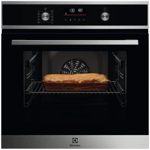 Духовой шкаф Electrolux электрический, 65л, A+, дисплей, конвекция, пиролиз, телескопические направляющие, черный №1