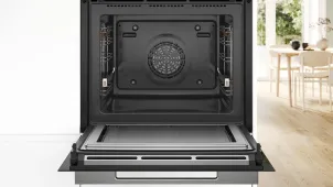Духовой шкаф Bosch электрический, 67л, A+, дисплей, конвекция, пиролиз, ф-ция микроволн, черный №4