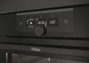 Духова шафа Haier електрична, 70л, A+, дисплей, конвекція, телескоДуховкані напрямні, чорний №3