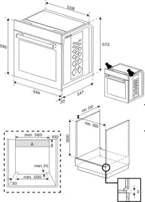 Духовой шкаф Beko электрический, 72л, A+, дисплей, конвекция, телескопические направляющие, пара, нерж. №7