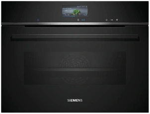 Духовой шкаф Siemens электрический компактный, 47л, A+, дисплей, конвекция, черный №1