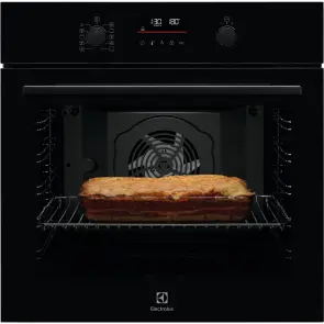 Духовой шкаф Electrolux электрический, 72л, A++, дисплей, конвекция, пиролиз, телескопические направляющие, черный №1