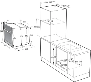 Комплект Gorenje (духовка електрична BO6735E05B + поверхня газова на склі GTW641EB), 743549, чорн №3