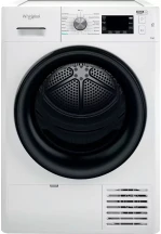 Сушильная машина Whirlpool тепловой насос, 9кг, A++, 65см, дисплей, черный люк, белый