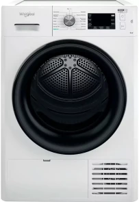 Сушильная машина Whirlpool тепловой насос, 9кг, A++, 65см, дисплей, черный люк, белый №1
