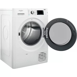 Сушильная машина Whirlpool тепловой насос, 9кг, A++, 65см, дисплей, черный люк, белый №5