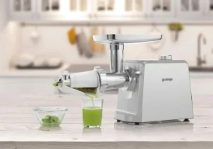 М'ясорубка Gorenje, 2500Вт, 2.4кг/хв, 3 решітки, насадка для ковбас, кеббе, томатів, 3 терки, пластик/метал, білий №4