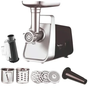 М'ясорубка Moulinex, 1600Вт, 1.9кг/хв, 3 решітки, насадка для ковбас, томатів, 3 терки, пластик/мет, чорно-срібний №3