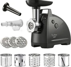 Мясорубка Tefal HVB ​​Plus, 2000Вт, 2.6кг/мин, 3 решетки, насадка для колбас, кеббе, томатов, 5 терок, пластик/металл, черный