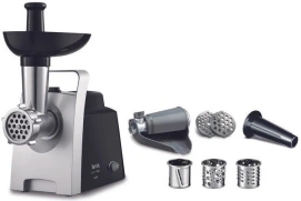 Мясорубка Tefal HV1 7in1, 1400Вт, 1.7кг/мин, 2 решетки, насадка для колбас, томатов, 3 терки, пластик, черный