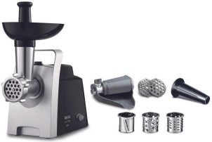 М'ясорубка Tefal HV1 7in1, 1400Вт, 1.7кг/хв, 2 решітки, насадка для ковбас, томатів, 3 терки, пластик, чорний №1