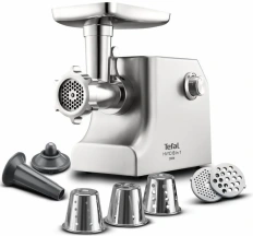 Мясорубка Tefal HV10 8in1, 2200Вт, 5.5кг/мин, 3 решетки, насадка для колбас, кеббе, 3 терки, металл