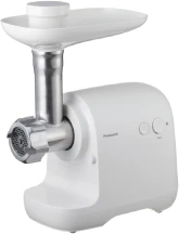 М'ясорубка Panasonic, 1700Вт, 3кг/мин, 3 решітки, насадка для ковбас, пластик, білий