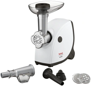 Мясорубка Tefal HV4, 2000Вт, 2.3кг/мин, 3 решетки, насадка для колбас, кеббе, томатов, пластик, бело-черный №1