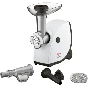 Мясорубка Tefal HV4, 2000Вт, 2.3кг/мин, 3 решетки, насадка для колбас, кеббе, томатов, пластик, бело-черный №2
