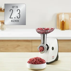 Мясорубка Tefal HV4, 2000Вт, 2.3кг/мин, 3 решетки, насадка для колбас, кеббе, томатов, пластик, бело-черный №7