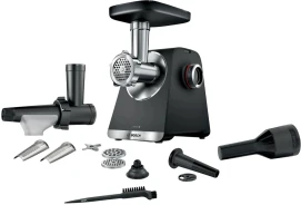 М'ясорубка Bosch, 2100Вт, 3.5кг/хв, 2 решітки, насадка для ковбас, кеббе, соковижималка, пластик, чорний