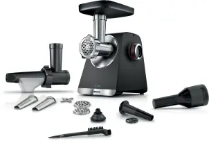 М'ясорубка Bosch, 2100Вт, 3.5кг/хв, 2 решітки, насадка для ковбас, кеббе, соковижималка, пластик, чорний №2