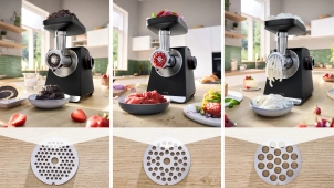 М'ясорубка Bosch, 2100Вт, 3.5кг/хв, 2 решітки, насадка для ковбас, кеббе, соковижималка, пластик, чорний №3