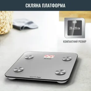 Ваги Tefal підлогові Goodvibes Life, 160кг, Bluetooth, AAAx3 в комплекті, скло, сірий №7