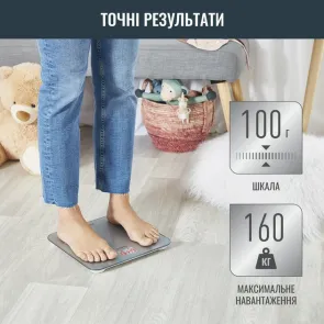 Ваги Tefal підлогові Goodvibes Life, 160кг, Bluetooth, AAAx3 в комплекті, скло, сірий №9
