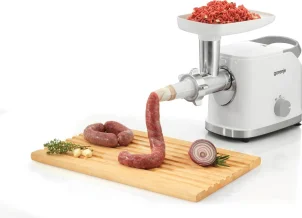 Мясорубка Gorenje, 1800Вт, 2.1кг/мин, 2 решетки, насадка для колбас, кеббе, томатов, 3 терки, пластик/металл, белый №8