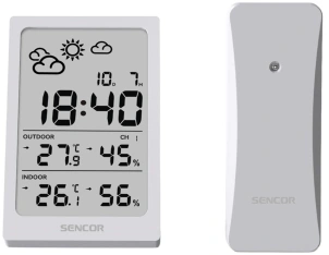 Метеостанція Sencor, внутр/зовн вимірювання, AAAx2+AAx2, темп-ра, вологість, час, білий №1